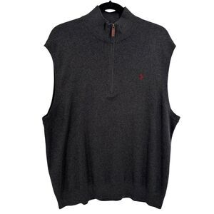 Polo Ralph Lauren Pima Cotton 1/4 Zip Sweater Vest Gray Men’s Size XL